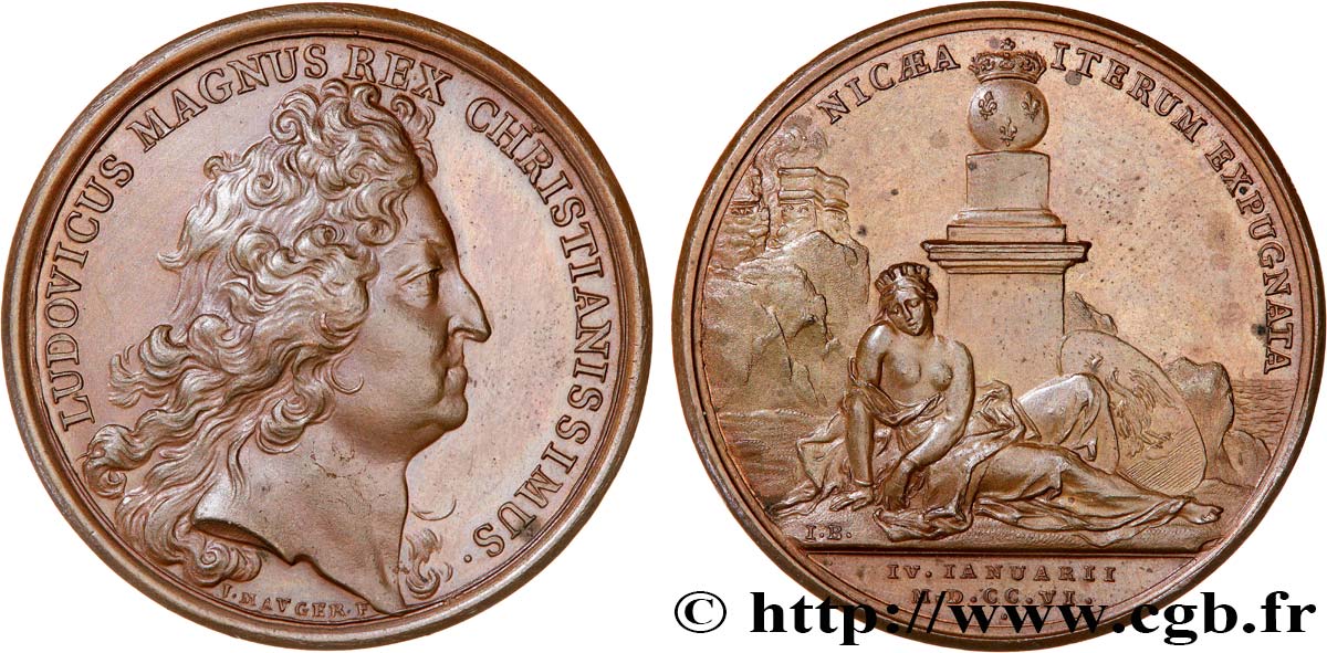 LOUIS XIV  THE SUN KING  Médaille, Prise de Nice AU
