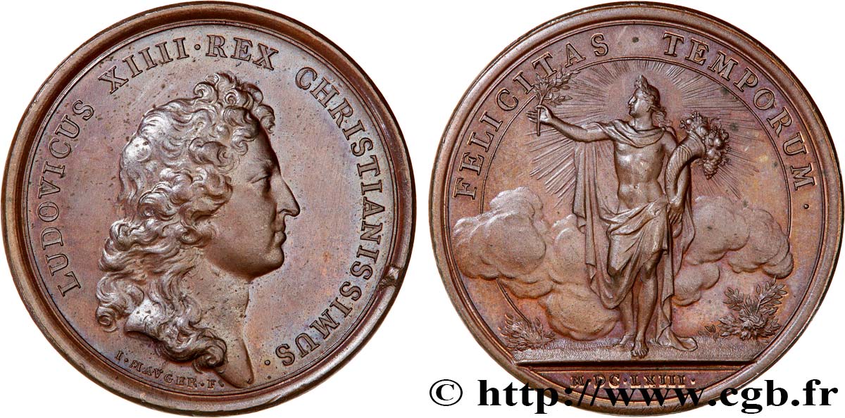 LOUIS XIV LE GRAND OU LE ROI SOLEIL Médaille, La France florissante SUP