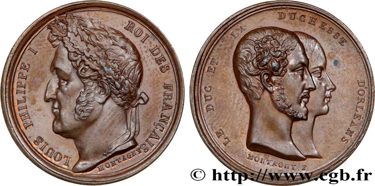 LOUIS-PHILIPPE Ier Médaille, Le duc et la duchesse d’Orléans SUP+