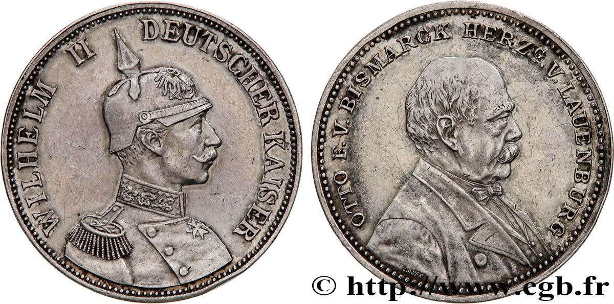 ALLEMAGNE - ROYAUME DE PRUSSE - GUILLAUME II Médaille, Réconciliation avec le prince Otto von Bismarck TTB