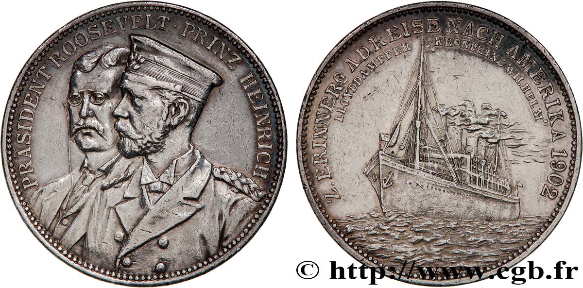 ALLEMAGNE - ROYAUME DE PRUSSE - GUILLAUME II Médaille, Voyage du prince Heinrich en Amérique TTB