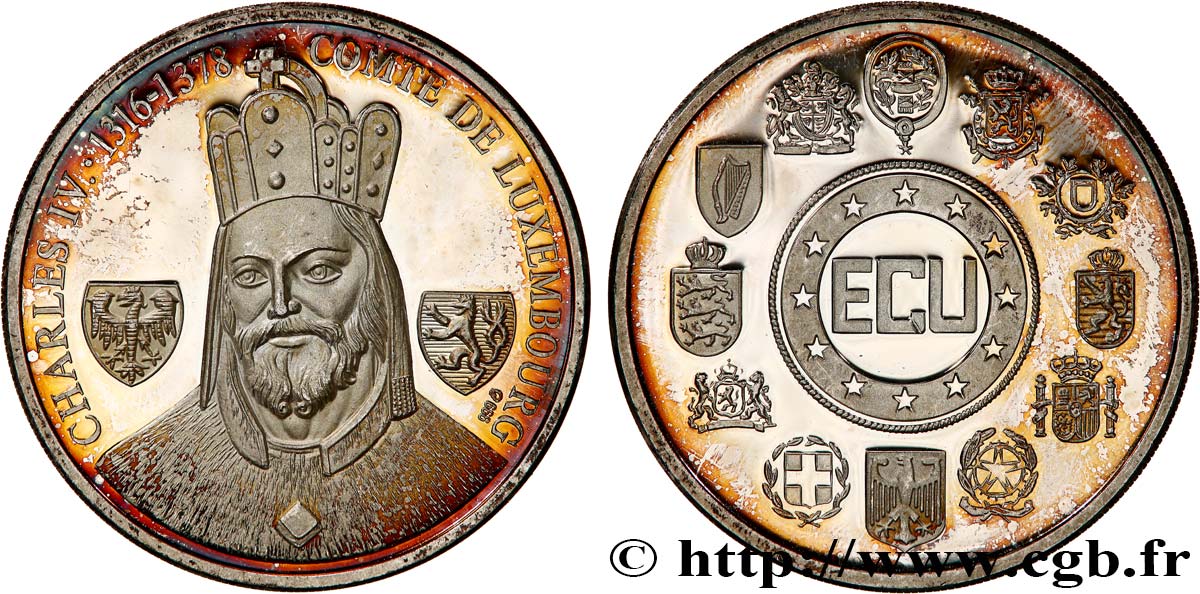 LUXEMBURG Médaille, Ecu, Charles IV VZ