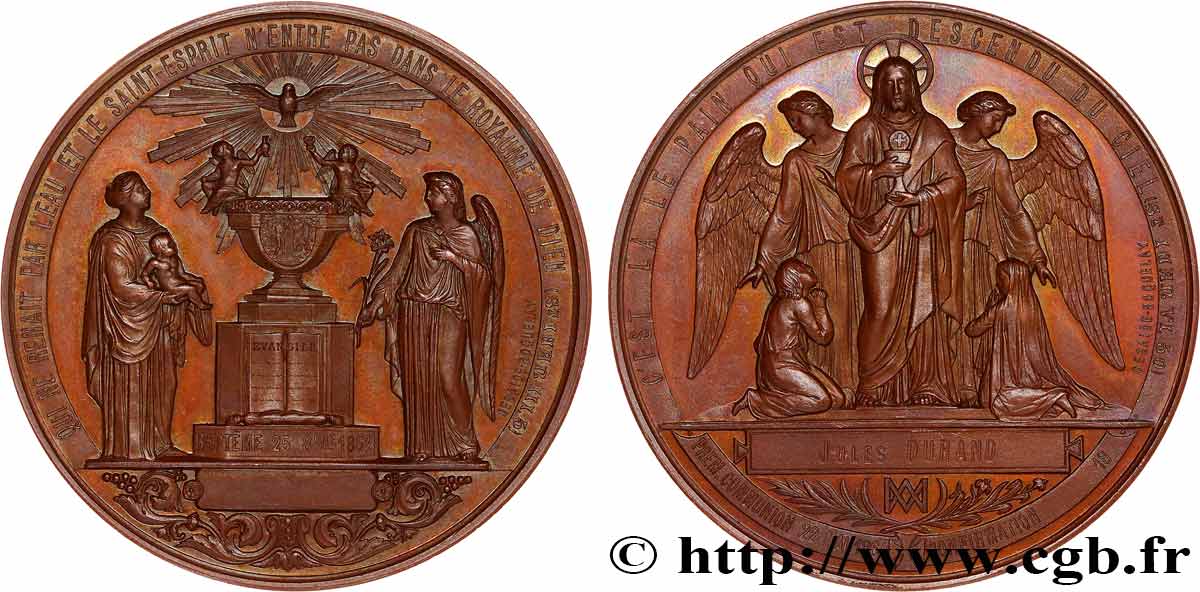 SECOND EMPIRE Médaille de baptême, communion et confirmation MS