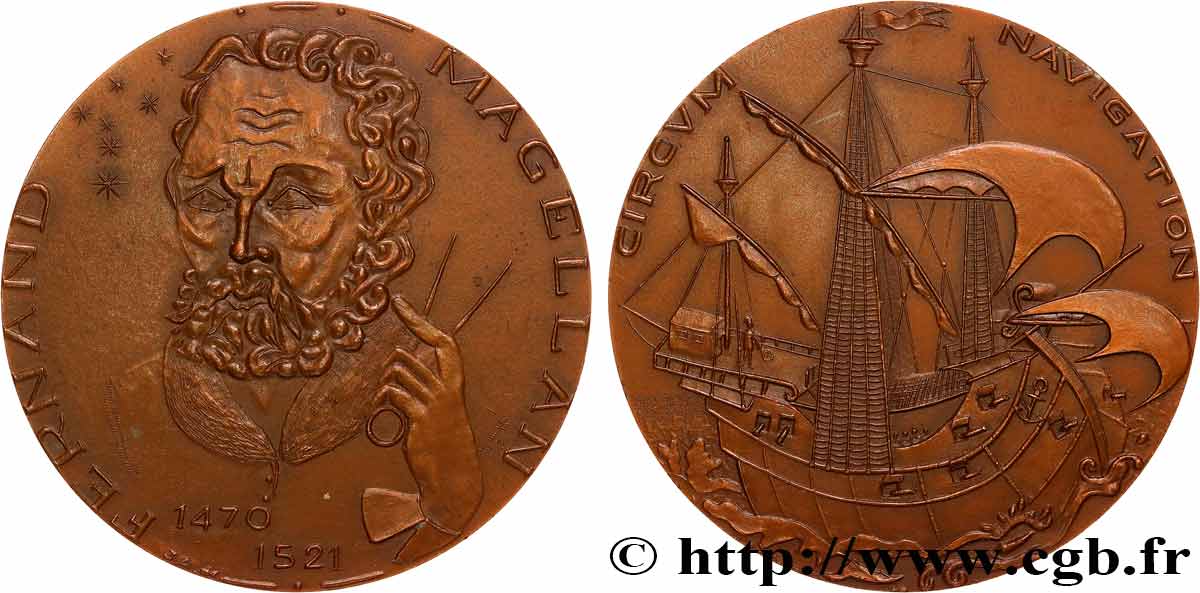 MER ET MARINE : PAQUEBOTS, NAVIRES, BATEAUX Médaille, Fernand de Magellan SUP