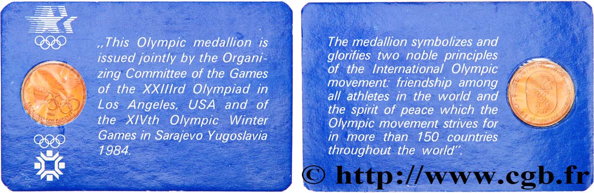 JEUX OLYMPIQUES Médaille souvenir, Jeux Olympiques de Sarajevo - Los Angeles MS
