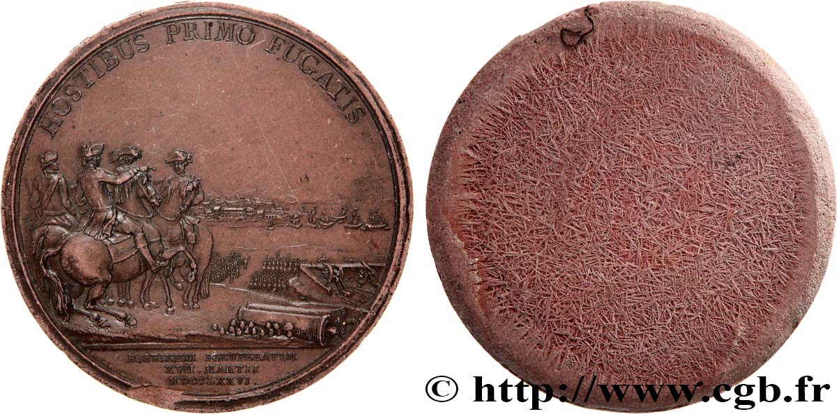 ÉTATS-UNIS D AMÉRIQUE Médaille, Georges Washington, Prise de Boston, tirage uniface du revers TTB