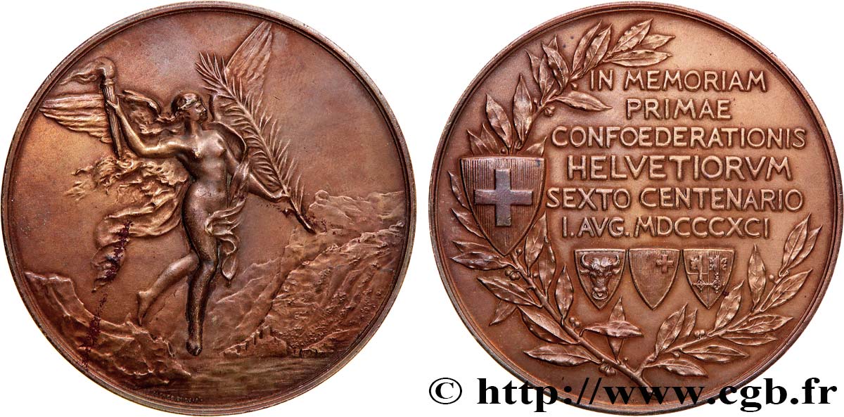 SUISSE Médaille, Sixième centenaire de la Confédération helvétique TTB+