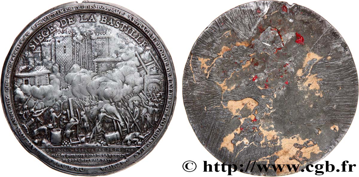 LOUIS XVI Médaille, Plomb qui scellait les anneaux enchaînant les victimes du despotisme, Siège de la Bastille TTB+/TTB