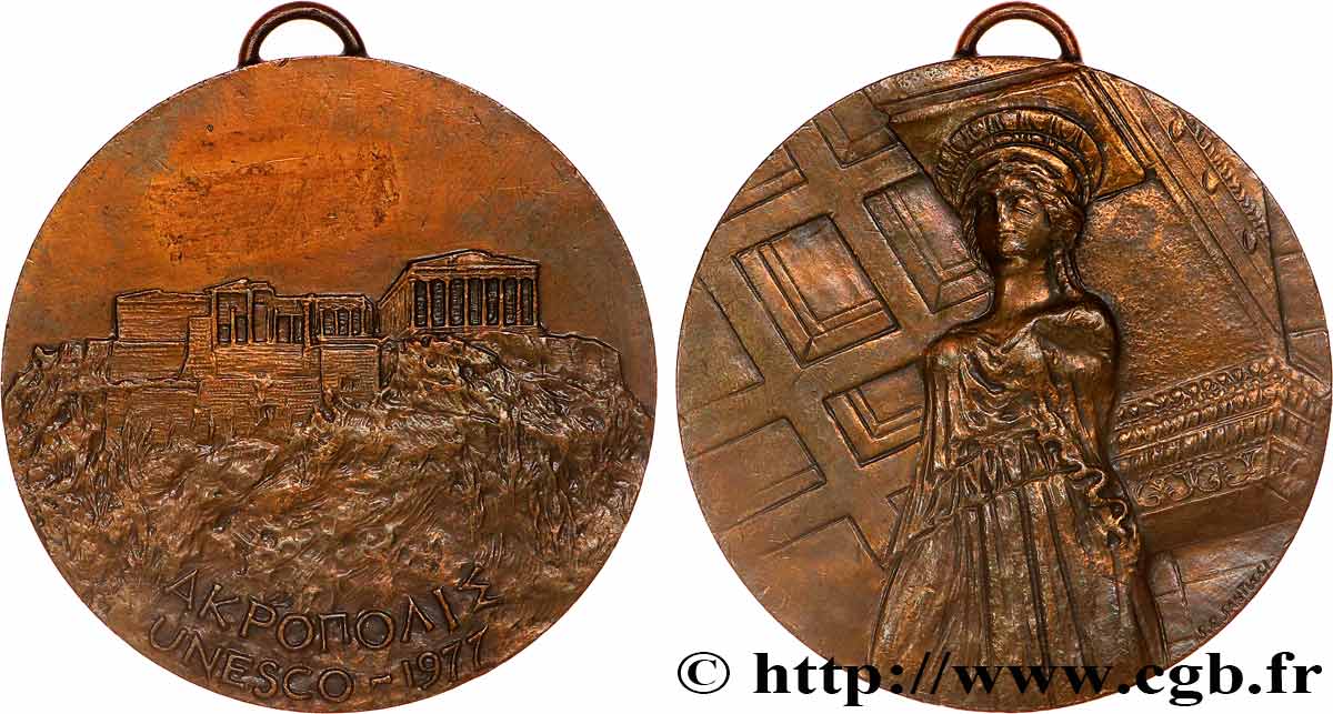 BUILDINGS AND HISTORY Médaille, Acropole d’Athènes, transformée en pendentif XF