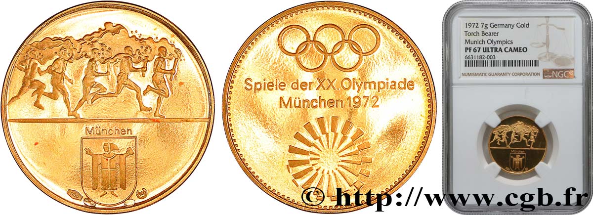 FRANCE Médaille, XX Olympiades, Jeux olympiques d’été de JEUX OLYMPIQUES  1972 (31,5mm, 17,56g, 12h) SPL