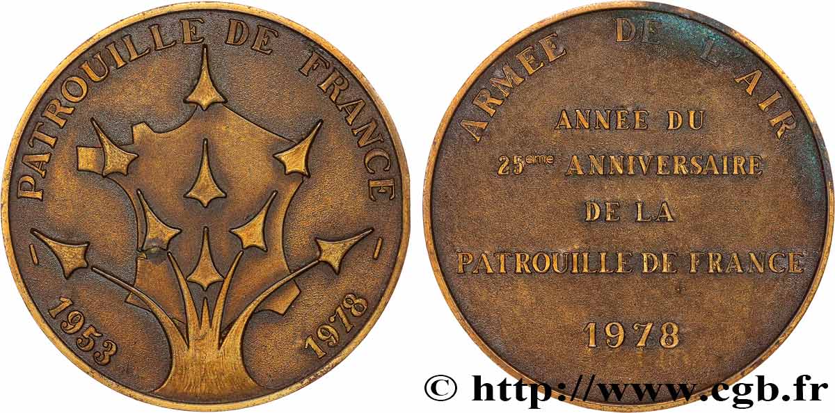CINQUIÈME RÉPUBLIQUE Médaille, 25e anniversaire de la patrouille de France TTB