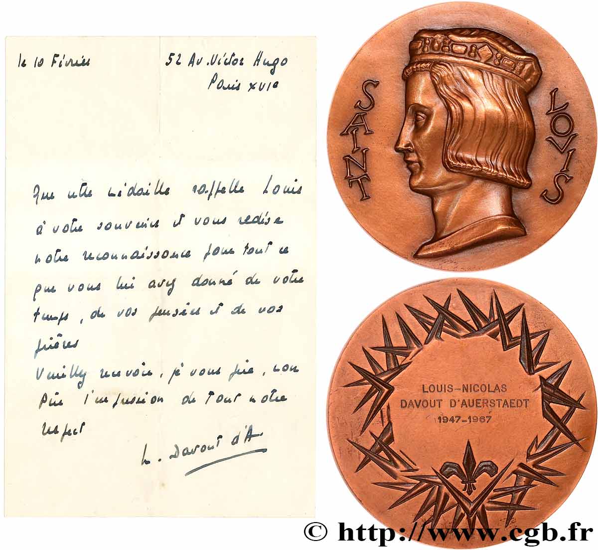 LOUIS IX OF FRANCE CALLED SAINT LOUIS Médaille, Saint Louis AU