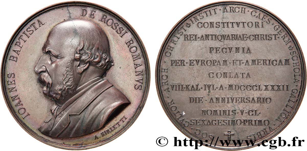ITALY Médaille, Giovanni Battista de Rossi XF