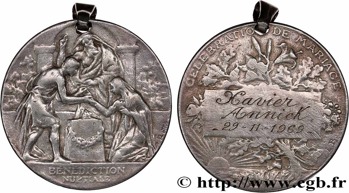 AMOUR ET MARIAGE Médaille, Bénédiction Nuptiale, transformée en pendentif fSS