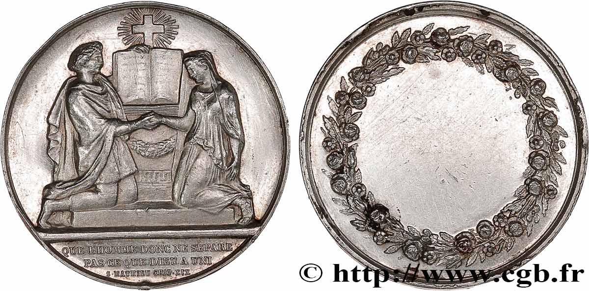 AMOUR ET MARIAGE Médaille de mariage, Evangile de St Mathieu TTB+/TTB