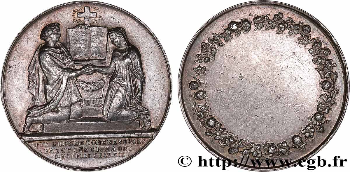 AMOUR ET MARIAGE Médaille de mariage, Evangile de St Mathieu TTB+/TTB