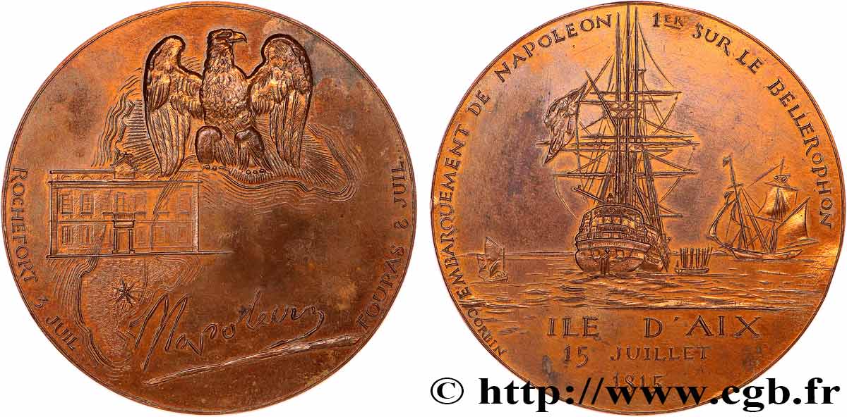 LOUIS XVIII Médaille, Embarquement de Napoléon pour Sainte-Hélène SUP