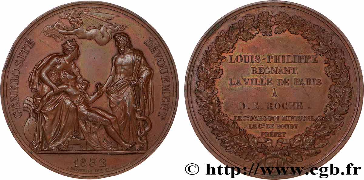 LOUIS-PHILIPPE Ier Médaille de récompense, générosité et dévouement TTB+