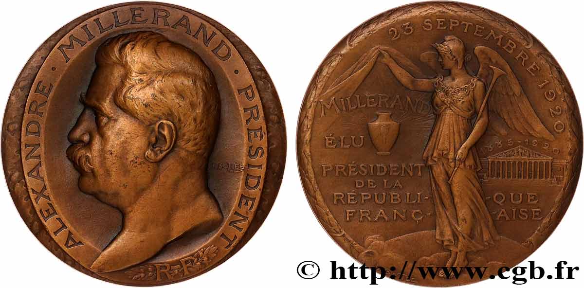 TROISIÈME RÉPUBLIQUE Médaille, Élection d’Alexandre Millerand TTB+