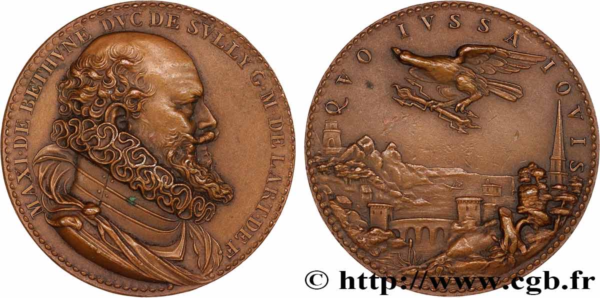 HENRY IV Médaille, Maximilian de Béthune, duc de Sully, refrappe AU/AU