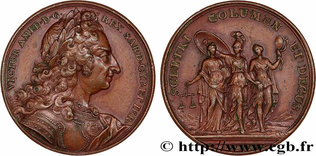 SAVOY - DUCHY OF SAVOY - VICTOR-AMADEUS II Médaille, Les trois vertus XF