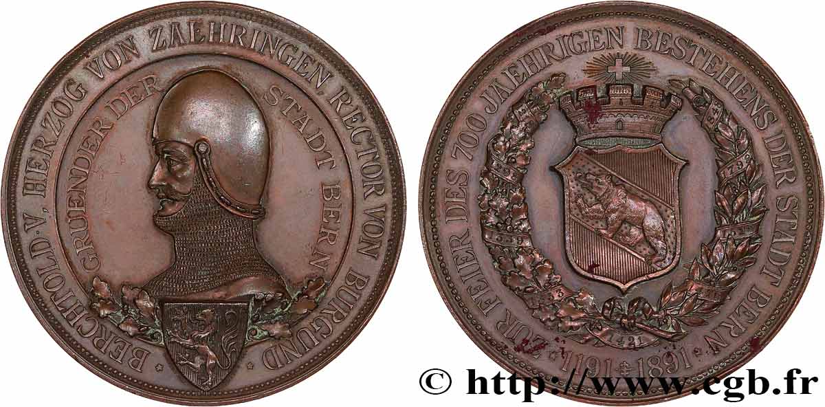 SVIZZERA  Médaille, 700e anniversaire de fondation de Bern q.SPL