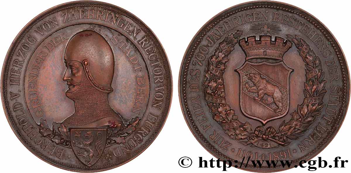SVIZZERA  Médaille, 700e anniversaire de fondation de Bern SPL