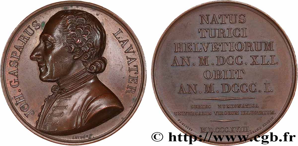 NUMISMATIC SERIES OF ILLUSTROUS MEN Médaille, John Gaspar Lavater AU