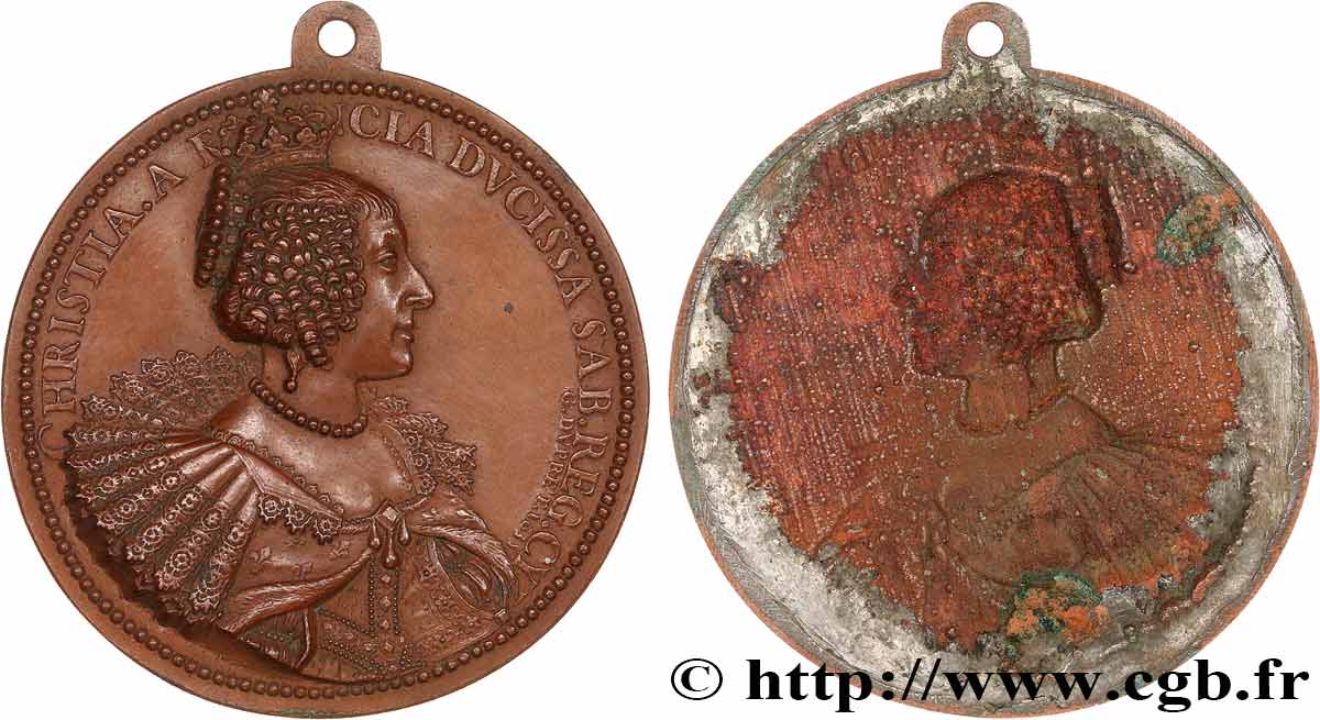 SAVOY - DUCHY OF SAVOY - VICTOR-AMADEUS I Médaille, Christine de Bourbon par Dupré, tirage uniface AU
