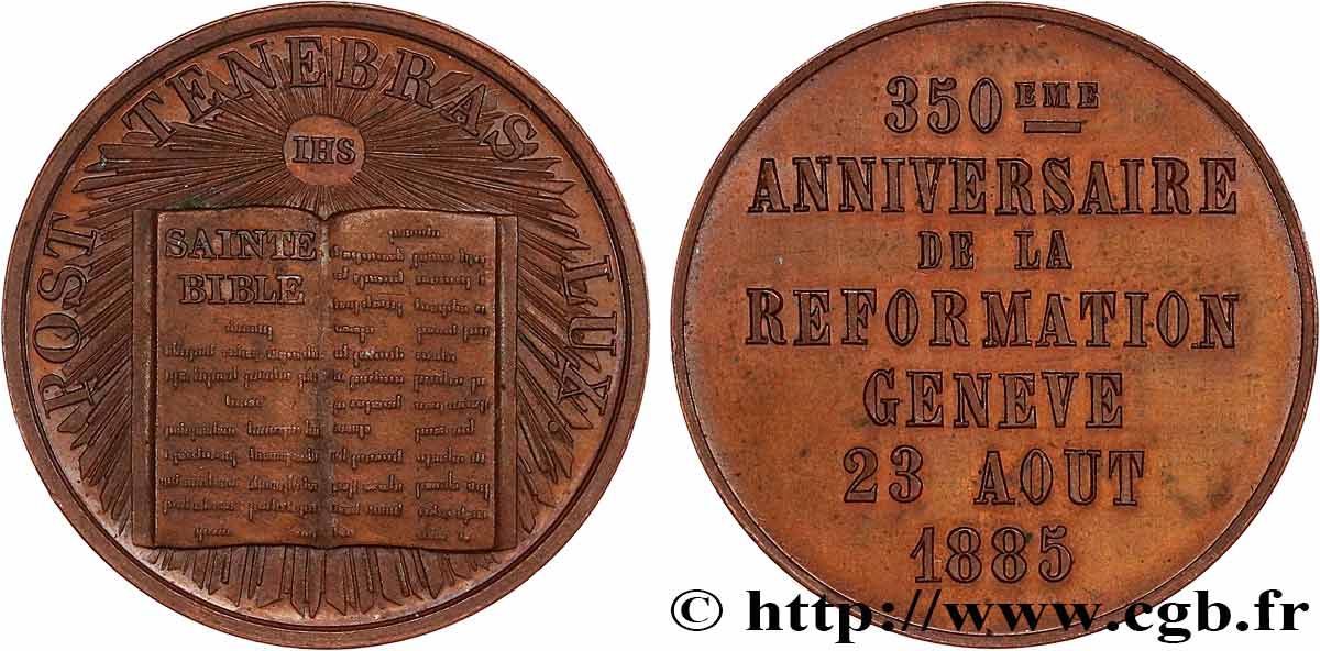 SWITZERLAND - CONFEDERATION OF HELVETIA Médaille, 350e anniversaire de la réformation AU