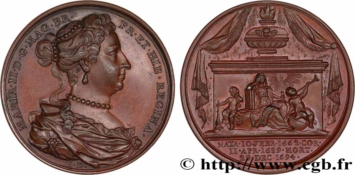ANGLETERRE - GUILLAUME III Médaille, Commémoration de la mort de Marie II d’Angleterre SUP