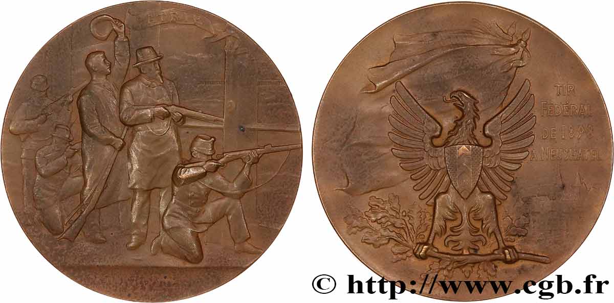 SWITZERLAND - CONFEDERATION OF HELVETIA Médaille, Patrie, Tir fédéral de Neuchâtel AU