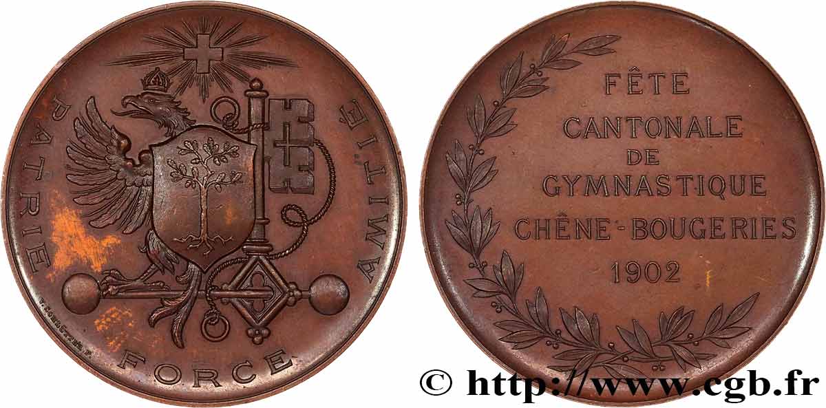 SWITZERLAND - CONFEDERATION OF HELVETIA Médaille, Fête cantonale de gymnastique MS