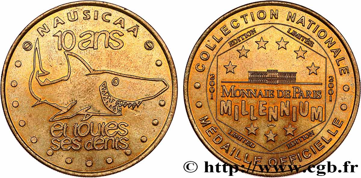 MÉDAILLES TOURISTIQUES Médaille touristique, Dixième anniversaire de Nausicaa, Boulogne-sur-Mer SUP