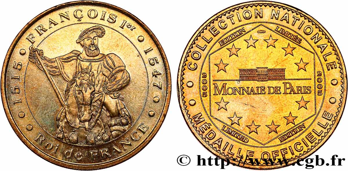 TOURISTIC MEDALS Médaille touristique, François Ier, roi de France EBC