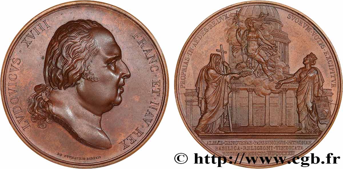 LUIGI XVIII Médaille, Restauration de l’église Ste-Geneviève SPL