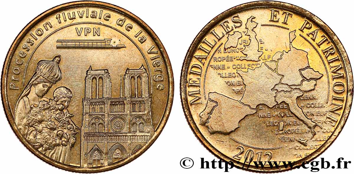 MÉDAILLES TOURISTIQUES Médaille touristique, Procession fluviale de la Vierge, Paris SUP