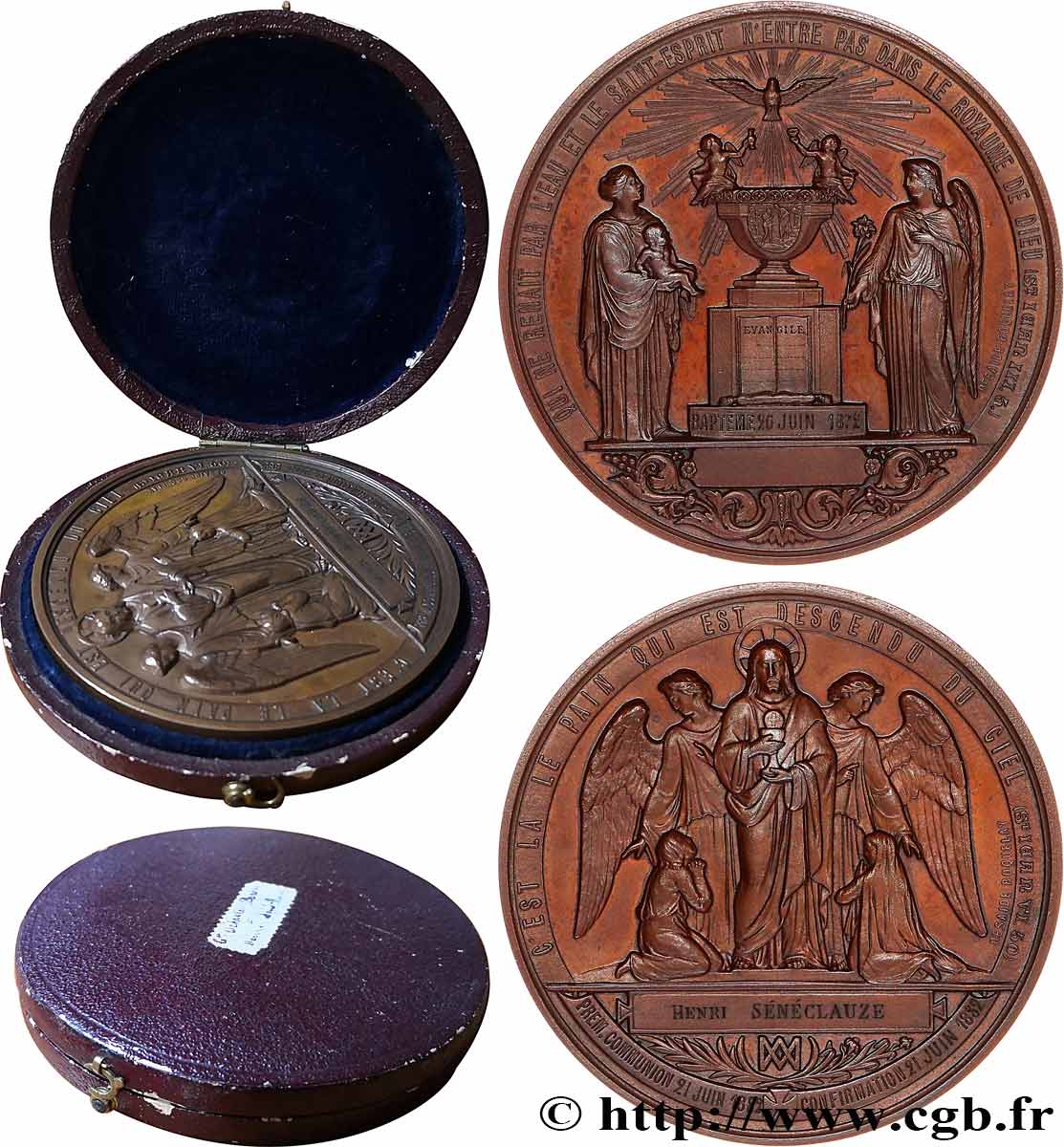 TROISIÈME RÉPUBLIQUE Médaille de baptême, communion et confirmation SUP