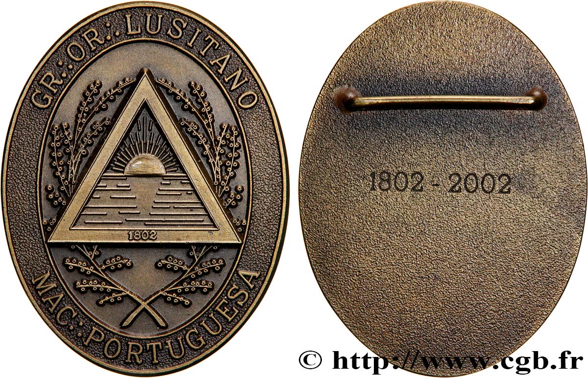 FRANC-MAÇONNERIE - PARIS Médaille, Grand Orient Lusitano VZ