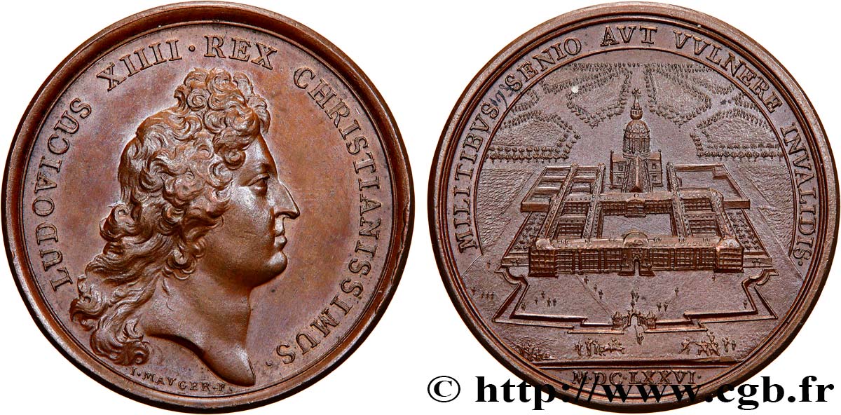 LOUIS XIV  THE SUN KING  Médaille, L Hôtel des Invalides  AU
