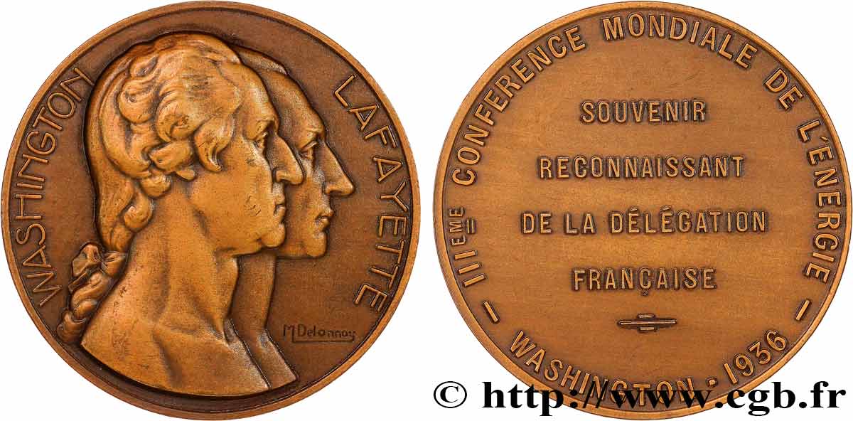 VEREINIGTE STAATEN VON AMERIKA Médaille, 3e conférence mondiale de l’énergie, Souvenir reconnaissant de la délégation française VZ