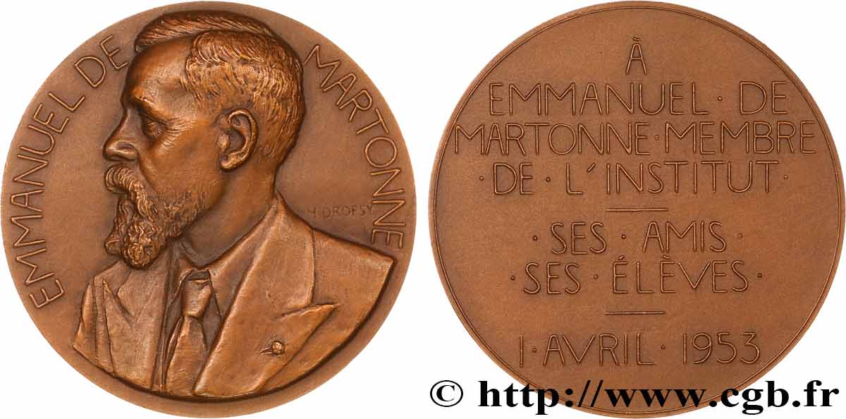 SCIENCES & SCIENTIFIQUES Médaille, Emmanuel de Martonne, Président de la Société de géographie SUP