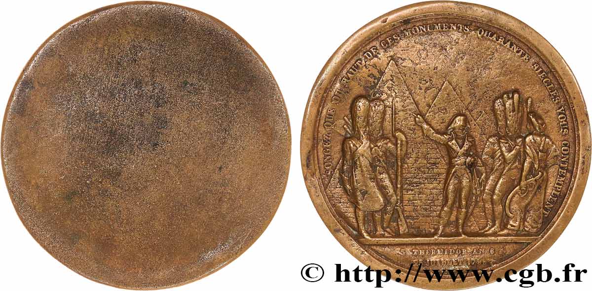 DIRECTOIRE Médaille, Conquête de l’Egypte par Bonaparte, tirage uniface TB+