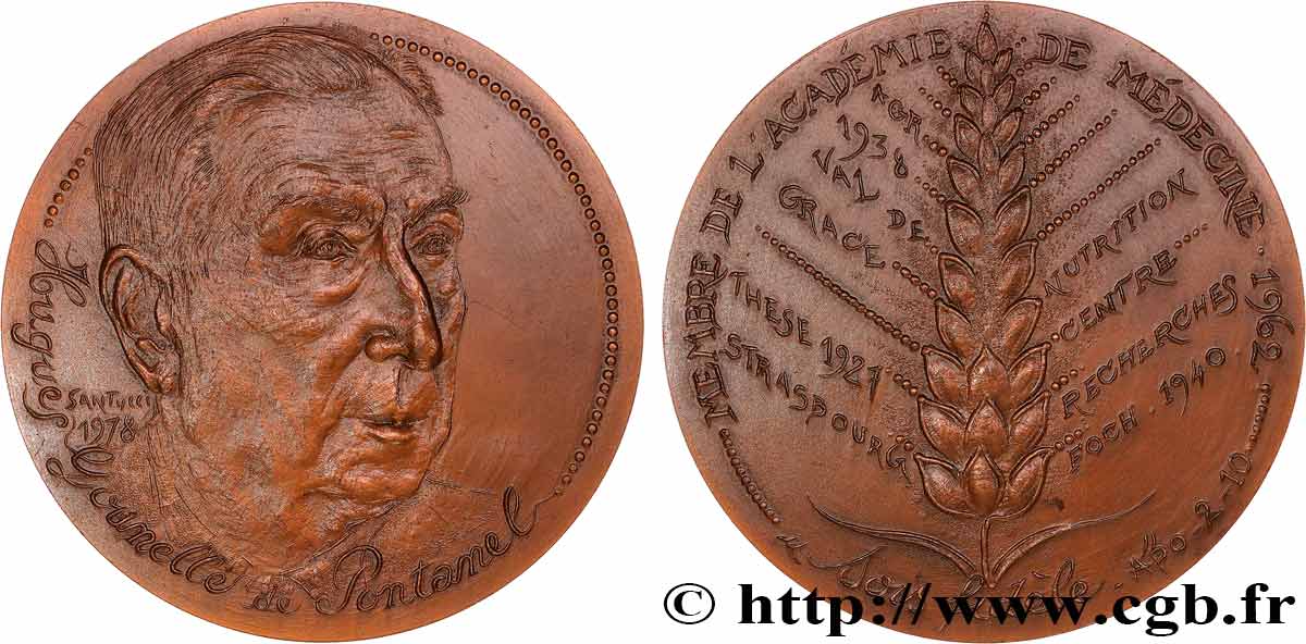 FUNFTE FRANZOSISCHE REPUBLIK Médaille, Hugues Gounelle de Pontanel, Académie de médecine VZ