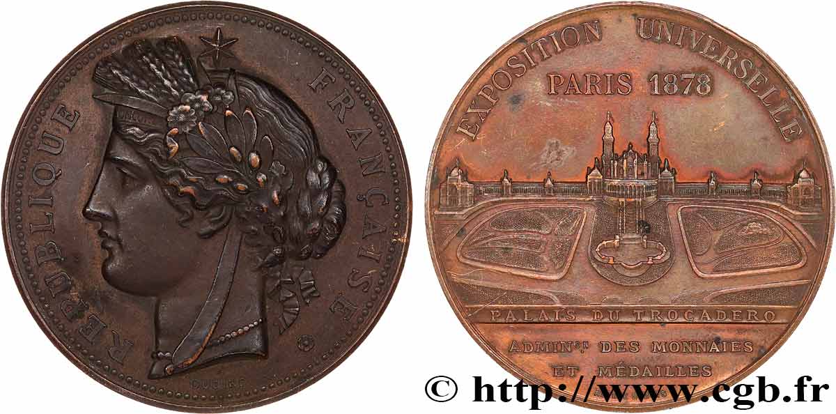 TROISIÈME RÉPUBLIQUE Médaille, Palais du Trocadéro, Exposition Universelle TTB