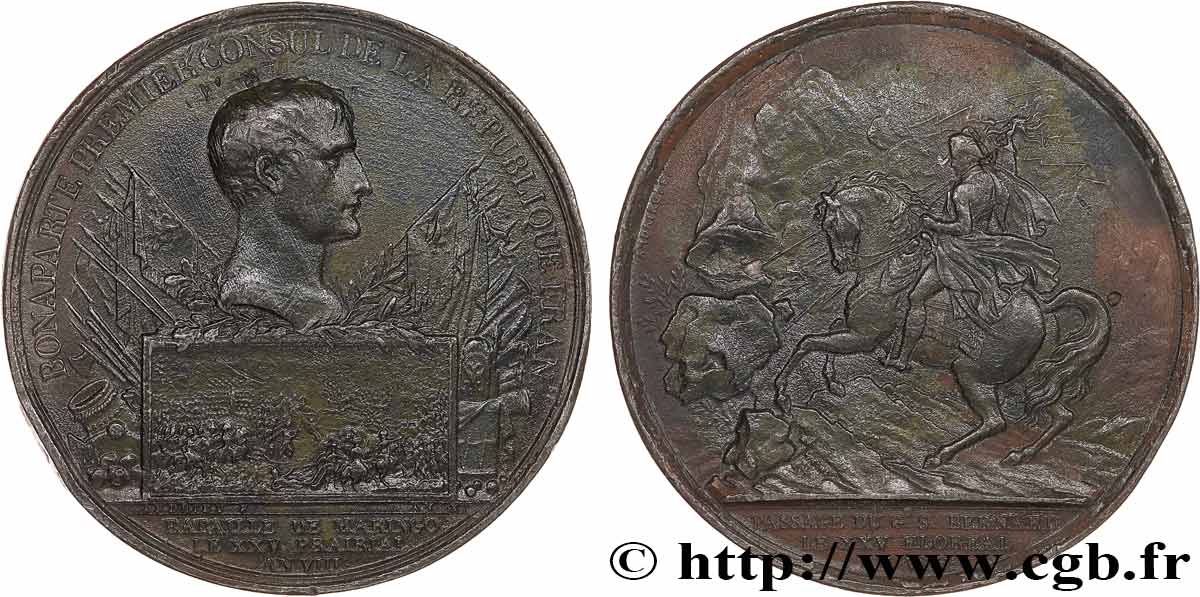 CONSULAT Médaille, Bataille de Marengo et du passage du Grand St-Bernard, refrappe TTB+