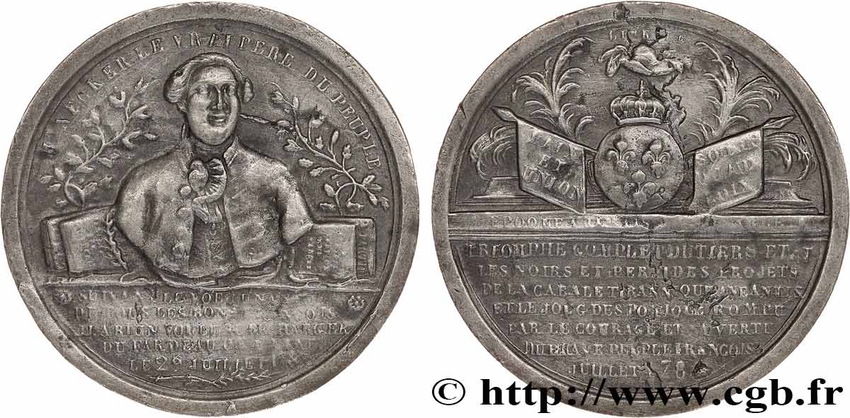 CONSTITUTION - ASSEMBLÉE NATIONALE Médaille, Retour de Necker au ministère des Finances TTB