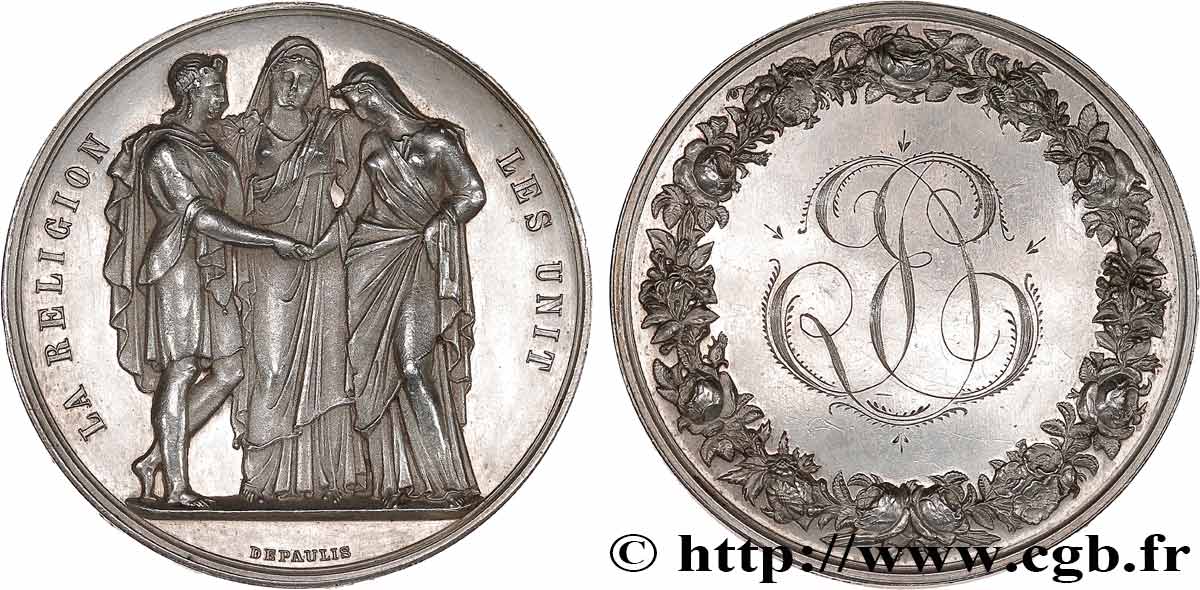 LOVE AND MARRIAGE Médaille de mariage, La Religion les unit AU