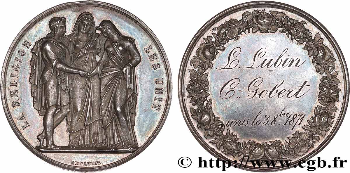 LOVE AND MARRIAGE Médaille de mariage, La Religion les unit AU