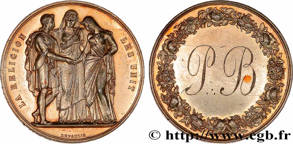 LOVE AND MARRIAGE Médaille de mariage, La Religion les unit AU